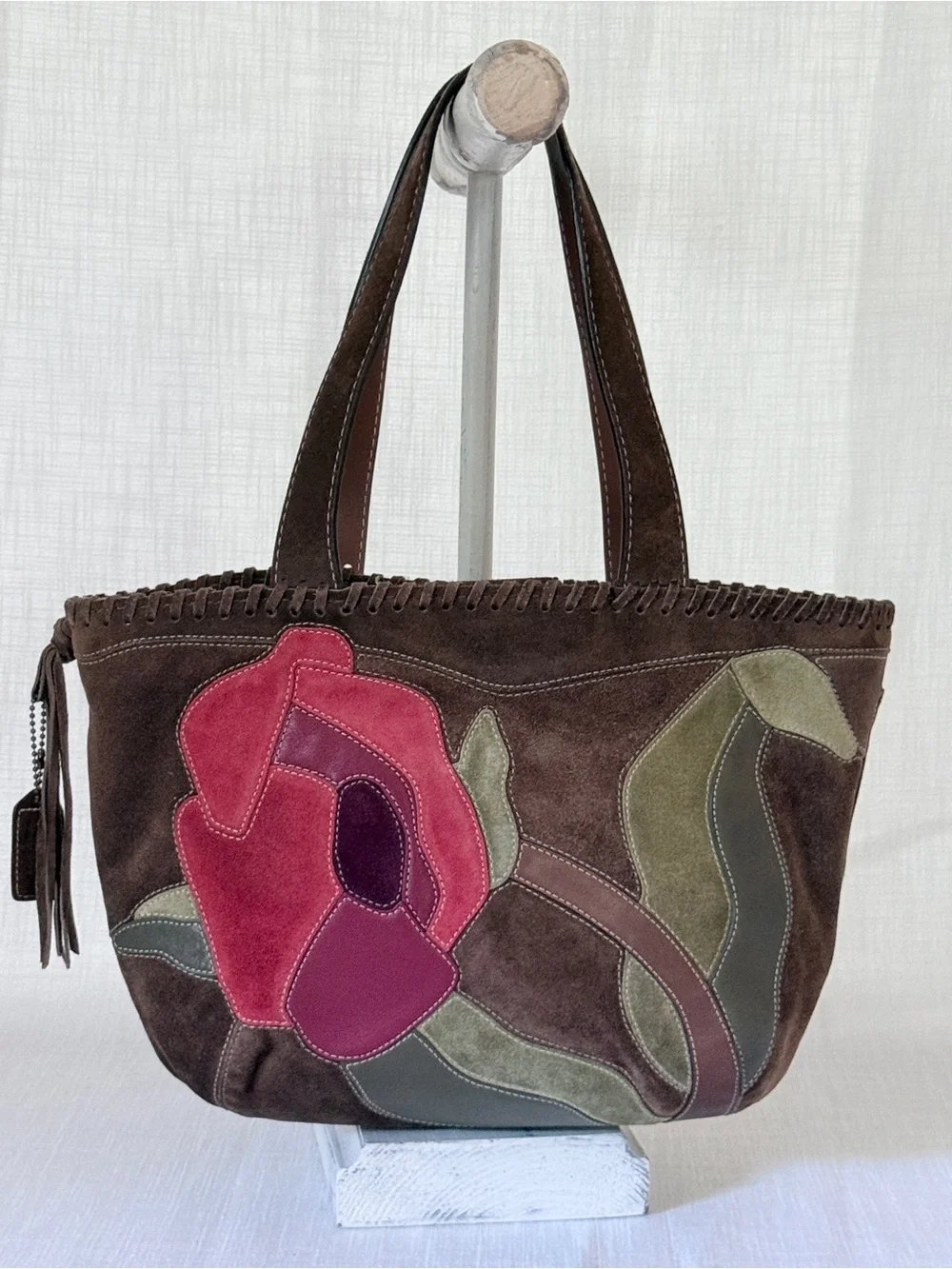 RARE 2006 Vintage Coach 'Poppies for Peace' Suede Shoulder Bag • Poppy Purse